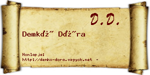 Demkó Dóra névjegykártya
